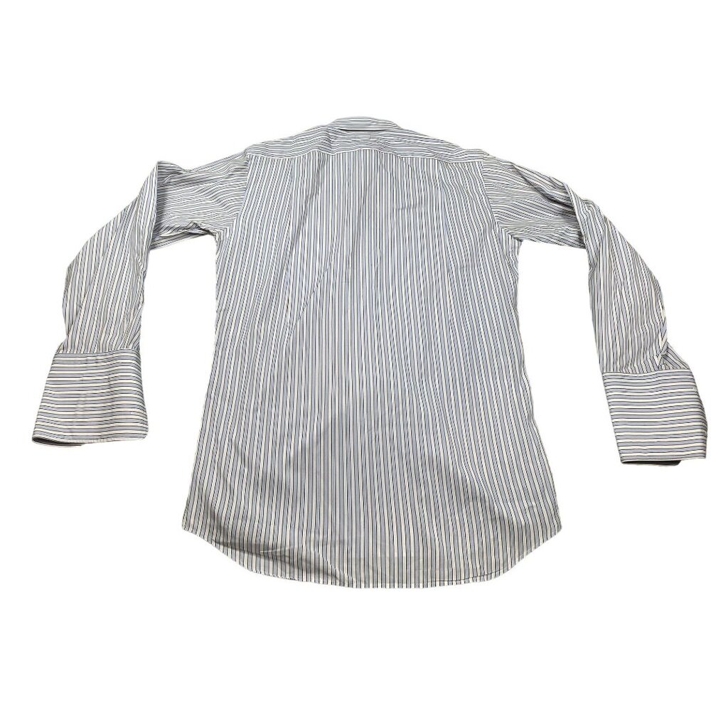 Paul Fredrick Trim Fit Men's 15.5-34 White Imperial Two Ply Cotton Dobby Shirt - Picture 2 of 9